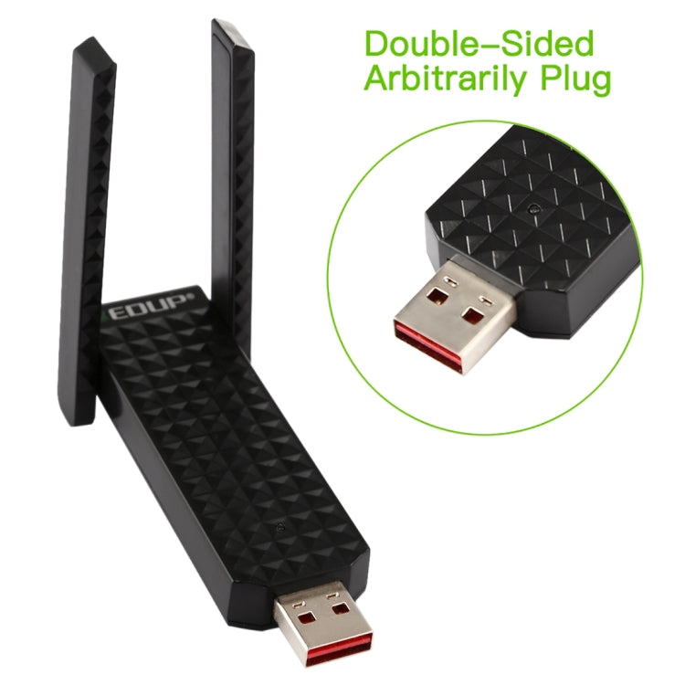EDUP EP-AC1625 600Mbps 2.4G / 5.8GHz Dual Band Wireless 11AC USB 2.0 Adapter Network Card with 2 Antennas for Laptop / PC, EP-AC1625 EDUP EP-AC1625 600Mbps 2.4G / 5.8GHz Dual Band Wireless 11AC USB 2.0 Adapter Network Card with 2 Antennas for Laptop / PC, EP-AC1625